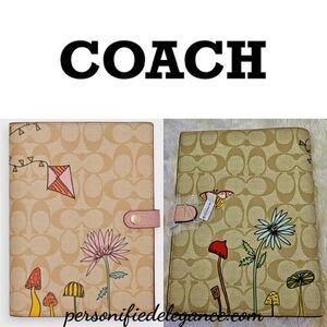 NEW Coach x Observed By Us Signature Coated Canvas Leather Light Khaki Notebook